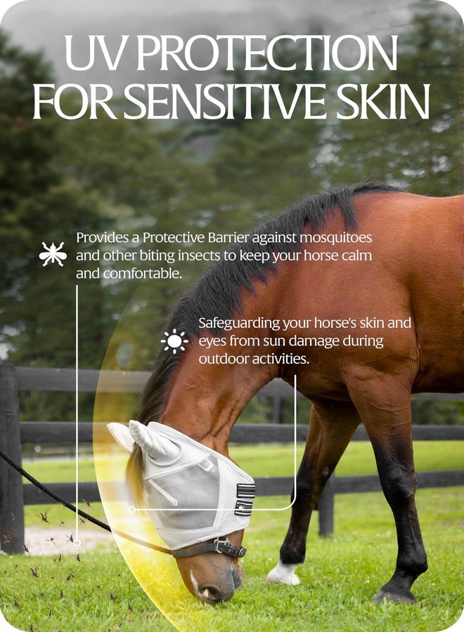 Equinavia Algard Soft Mesh Horse Fly Mask with Ear Protection and 45 UPF Rating | No Eye Irritation & UV Protection - Silver - Pony - Image 3
